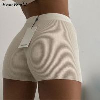 【Feb】 HenzWorld Summer Sexy Solid Women Bodycon Shorts Slim Women’s Black White Knitting Mini Sports Short Pants Cycling Bike Pants