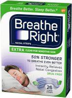 แผ่นแปะลดการนอนกรน Breath Rite Extra Clear for Sensitive Skin นำเข้า USA ขนาดกล่องละ 26 ชิ้น