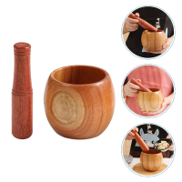 Peppermills เครื่องบดพริกไทย Wood Mortar Pestle Garlic Mincer Presser Garlic Mediine Ginde Guaamole Ginde