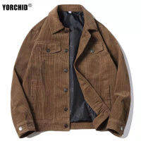 YORCHID 2023 แจ็คเก็ตผ้าลูกฟูกสำหรับผู้ชายเสื้อโค้ทลำลองสำหรับฤดูใบไม้ผลิฤดูใบไม้ร่วงสำหรับผู้ชายขนาดเสื้อผ้า M-4XL พลิกกลับ