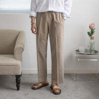 New Myq MenS Korean Version Of Linen Nine -Point Pants, Trendy, Loose Wide Legs Western Cotton And Leisure