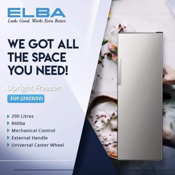 Elba 290 Litres Mechanical Control Upright Freezer EUFA2923SV) Lazada