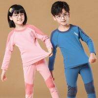 COD SDFGERGERTER [ZY] 90-180CM Childrens Stitching Suit Thermal Underwear Set Casual Long-Sleeved Autumn Winter Baby Pajamas Home Clothes Elastic Parent-Child Korean Version Long