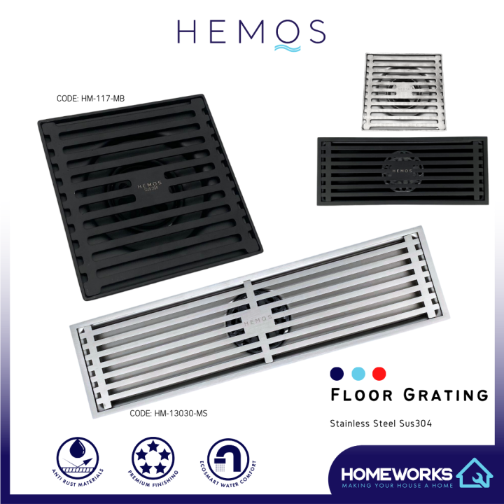 HEMOS BATHROOM FITTINGS STAINLESS STEEL SUS304 TILE INSERT FLOOR DRAIN