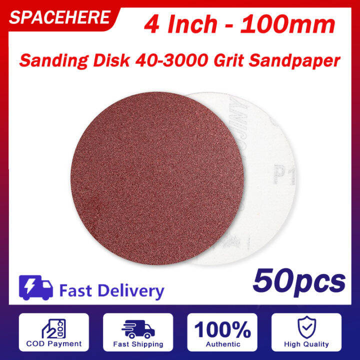 BABEDUO 50pcs 4 Inch 100mm (4") Without Hole Sanding Discs Abrasives