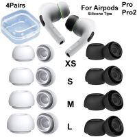 4 Pars เคล็ดลับหูซิลิโคนสำหรับ Apple AirPods Pro Pro 2 รุ่นปลั๊กอุดหูหูฟังเคล็ดลับแผ่นรองหูฟังขนาดเล็กขนาดกลางขนาดใหญ่ XS-pangyh