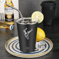 400 Ml Portable Stainless Steel Metal Beer Animal Cup Wine Cups Coffee Tumbler Tea Milk Mugs Home For Camping Mouth Black Cup