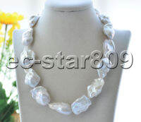 P7216ขนาดใหญ่18 "~ 21" 34Mm สีขาว Baroque Keshi Pearl สร้อยคอ Choker