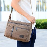COD DSFGERERERER Travel Bag Canvas Casual Shoulder Crossbody Outdoor Bags Mens Travel School Retro Zipper Shoulder Bag