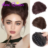 ผมสังเคราะห์ Bun สีดำสีน้ำตาลผมตรง Scrunchies Bun Claw คลิปต่อผม Hairpieces สำหรับผู้หญิงหูแมว Chignons