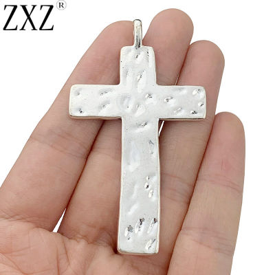 ZXZ 5pcs Tibetan Silver Large Hammered CRUCIFIX CROSS CROSSES Charms Pendants for Necklace Jewelry Making Findings 69x41mm