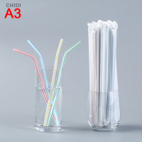 CHIDI SNA MMU 100pcs Disposable Straws Flexible Plastic Straws with Individually Paper Wrapped