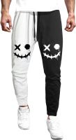 Cozyease Mens Casual Cartoon Print Drawstring Waist Pants Comfy Color Block Sweatpants