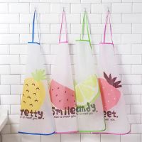 1pcs Lovely Cartoon Anti-Oil Apron PVC Waterproof Fruit Pattern Semi Transparent Kitchen Cooking Bib For Adult Aprons