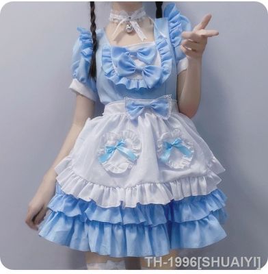 SHUAIYI อะนิเมะ Azul Lolita empregada vestido การ์ตูนบทบาทเล่น Restaurante Uniforme Conjunto vestido de ฮาโลวีน Elegante S-XXL Novo