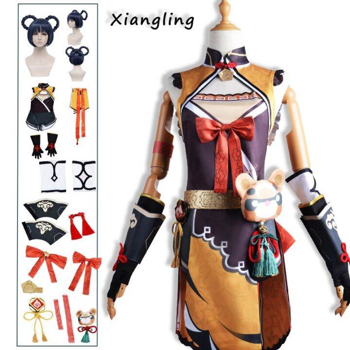 Xiangling Cosplay Genshin Impact Costume for Women Xiang Ling Dress ...