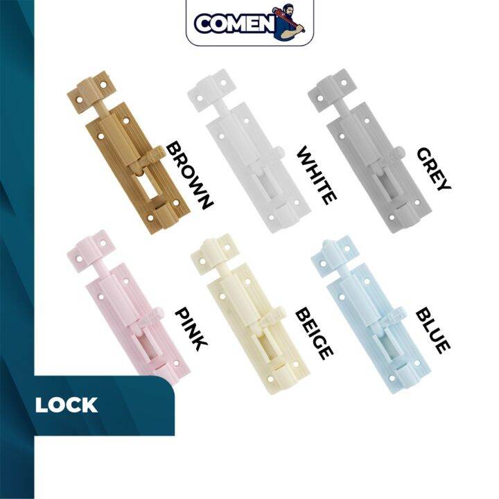 COMEN PVC Tower Bolt Toilet Bathroom Fitting Room Plastic Door Latch