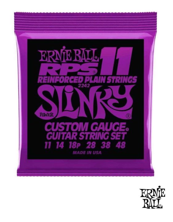 ernie-ball-2242-สายกีตาร์ไฟฟ้า-เบอร์-11-อย่างดี-ของแท้-100-รุ่น-power-slinky-rps-011-048-made-in-usa