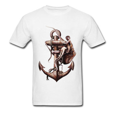 Give Life Back To The Sea Men Tshirt Punk Octopus Painting Cool White T Shirt Cartoon Skull Vintage Tee