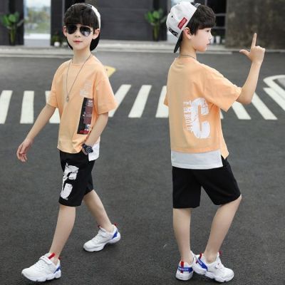 baby boy clothes kids 2-15Y sport handsome letter printing T- shirt+shorts pants singlet suit clothing Breathable cotton