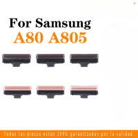 3ชิ้น = 1ชุดปุ่มเปิด/ปิดไอโฟนสำหรับ Samsung Galaxy A80 A805 SM-A80เพาเวอร์และปุ่มปุ่มแป้นสัมผัสด้านข้างเปิดปิดปุ่มเพิ่มและลดระดับเสียงบนชิ้นส่วนอะไหล่ด้านข้าง