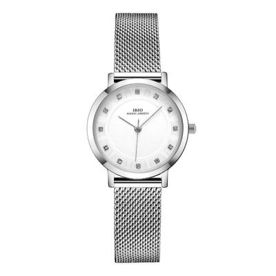 นาฬิกาผู้หญิงสไตล์มินิมอลขนาด8มม.,นาฬิกาสเตนเลสสายเหล็กตาข่ายบางพิเศษนาฬิกาควอตซ์นาฬิกาบอกชั่วโมงแบบเรียบง่าย