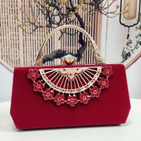 Hot selling Banquet womens 2022 new velvet cheongsam bag high-end diamond-encrusted celebrity retro bridal