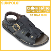 Sandal Nam Da Bò Cao Cấp SUNPOLO SUSDA22DN Có Size 44, 45 Đen, Nâu