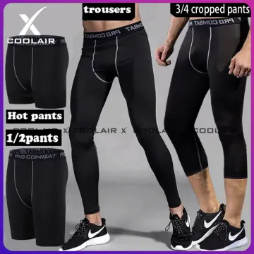Men's One-leg Tight Shorts Compression Pants Basketball Trousers