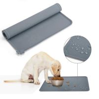 Pet Cat Bowl Food Mat with High Lips Silicone Non-Stick Waterproof Dog Food Feeding Pad Puppy Feeder Tray Water Cushion Placemat Adhesives Tape