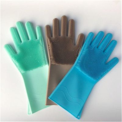 Reusable Cleaning Gloves Silicone Dishwashing Gloves Heat Resistant Dish Scrubber Glove Cleaning Dish Washing Gloves Safety Gloves