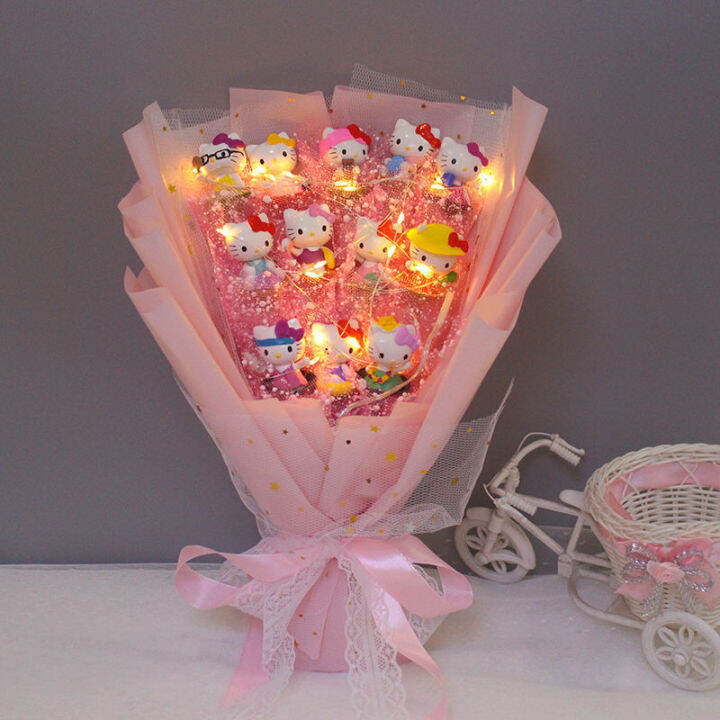 ไฟ-led-hello-kitty-bouquet-my-melody-cinnamoroll-kuromi-ของเล่นตุ๊กตาผ้าน่ารักตุ๊กตาดอกไม้-bh-สำหรับสาวของขวัญวันวาเลนไทน์