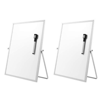 2X Magnetic Dry Erase Board with Stand for Desktop Double Sided White Board Planner Reminder for School Office