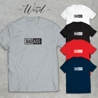 Little Word เสื้อยืดคอกลมแขนสั้นพิมพ์ลาย Bad Ass สไตล์มินิมอล ทรงUnisex