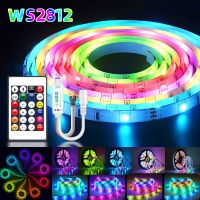 ไฟแถบไฟ LED USB 5050 2835 RGB ไฟเปลี่ยนสีควบคุมแอปพร้อม24คีย์โหมดระยะไกลสำหรับ Hiasan Kamar บลูทูธทีวี LED แถบไฟ LED แถบไฟ