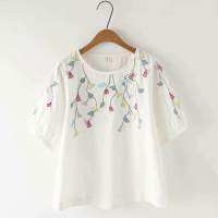 HOT”【มีไซส์ใหญ่】Plus Size Women TShirts Summer Floral Printed Short Sleeve Tunic Tops