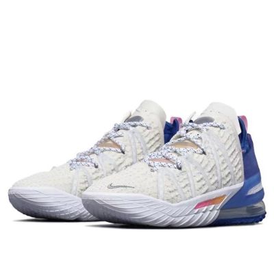 [HOT] Original✅ NK* LeBr0n- 18 "Los- Angeles- By- Day-" White Blue Pink Mens Sports Shoes Actual Basketball Shoes {Limited time offer}