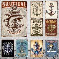 Lupeishop Vintage Nautical Dream Art - Anchor Navigation ป้ายดีบุกป้ายโลหะ-Beach House Seaside Man Cave Wall Decoration-เหมาะสำหรับตกแต่งชายฝั่ง