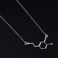 【CC】 JUCHAO Dopamine Molecule Necklace Chemical Hormone Serotonin Molecules 5-ht Pendant Necklaces Jewelry