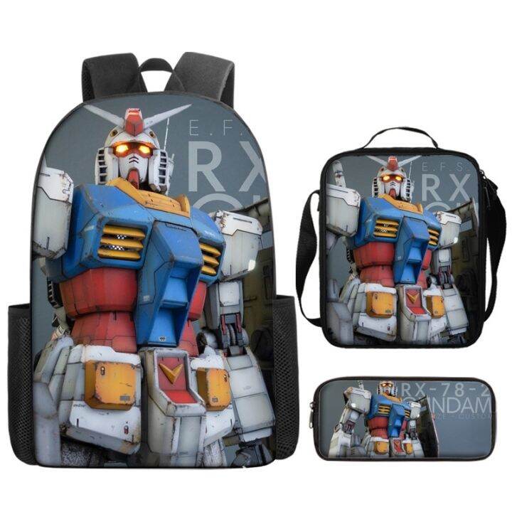 【Apr】 Mobile Suit Gundam Backpack School Bag Threepiece Mobile Suit