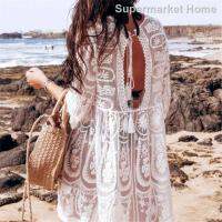 [จัดส่งฟรี] เย็บปักถักร้อย Coverups สำหรับผู้หญิง Tunic ปกคลุมชายหาดชุดเดรสเสื้อ Beachwear ลูกไม้ Fishnet บิกินี่2021สีขาวปกคลุม สปอตสินค้า จัดส่งทันที A ของขวัญ gift