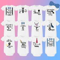 Milestone รายเดือน Baby Grow บอดี้สูท Cool Boy 1-12 เดือน One ชิ้น Baby Shower ของขวัญเดือนภาพรายเดือนชุดเสื้อผ้า-sdfadfsdf