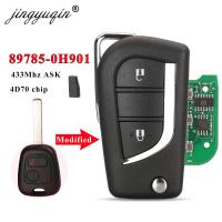 Jingyuqin ชิป4D70 433Mhz ที่ห้อยกุญแจรถรีโมทพลิกอัพเกรด89785-0H901สำหรับ Toyota Aygo 2005-2014 2ปุ่ม VA2การควบคุมคีย์อัตโนมัติ