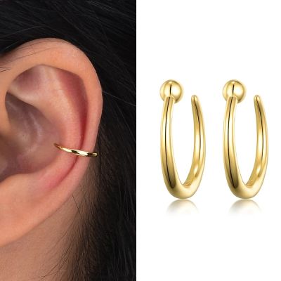 Dowi Real Silver Earrings 925 U Shape Ear Clips Anti Allergy for Woman men Fake Piercing Body Fine Jewelry Lady Gift