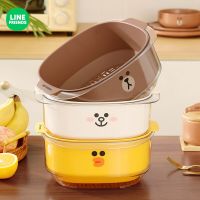 LINE FRIENDS Vegetable Washing Basin Drain Basket Double-layer Fruit Basin