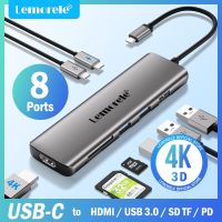 Lemorele 8 in 1 USB 3.0 Hub to Type C Docking Station 100W PD Multiport Adapter 4K HDMI SD/TF Slot Data Ports USB Hubs