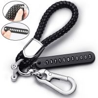 Keys Anti-Lost Phone Number Card Lobster Clasp Keychain Braided rope Key Pendant Key Rings Keyring for Auto Home Keys Chains