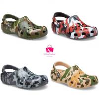 Crocs Classic Clog Printed Camo รองเท้าแตะผู้ชาย รองเท้าcrocs รองเท้าหัวโต รองเท้าเบาและนีมใส่สบาย