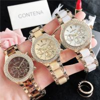 ☌ 2023 CONTENA Women Watches Top Brand Luxury Quartz Ladies Fashion Wristatch Rose Gold Diamond Female Clock Relogio Feminino