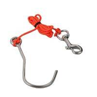 Scuba diving stainless steel reef drift hook with line and SS clip for snorkeling freediving swimming accessory